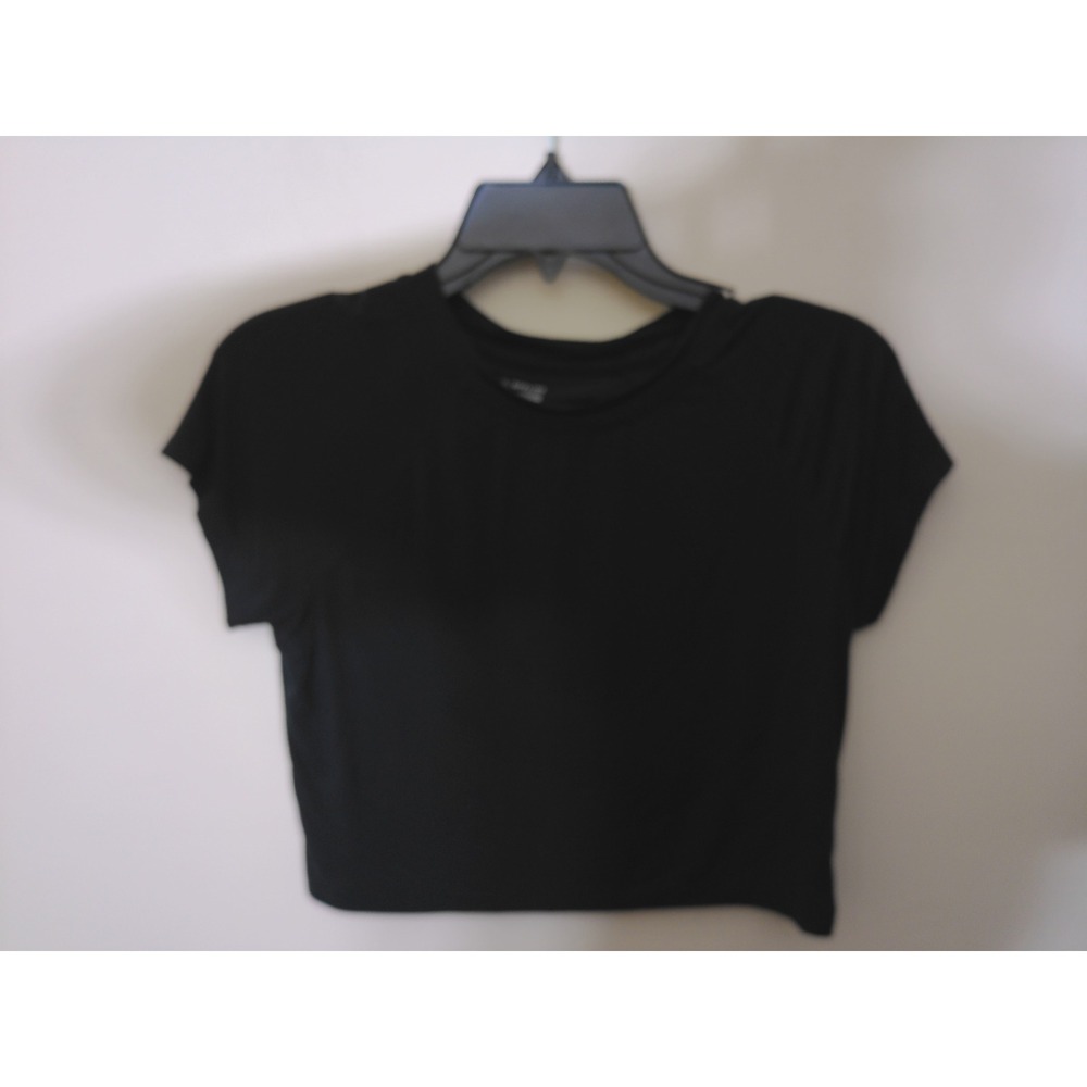 OFFLINE by Aerie Cropped Tee Women XS Black Short Sleeve Athletic Minimalist